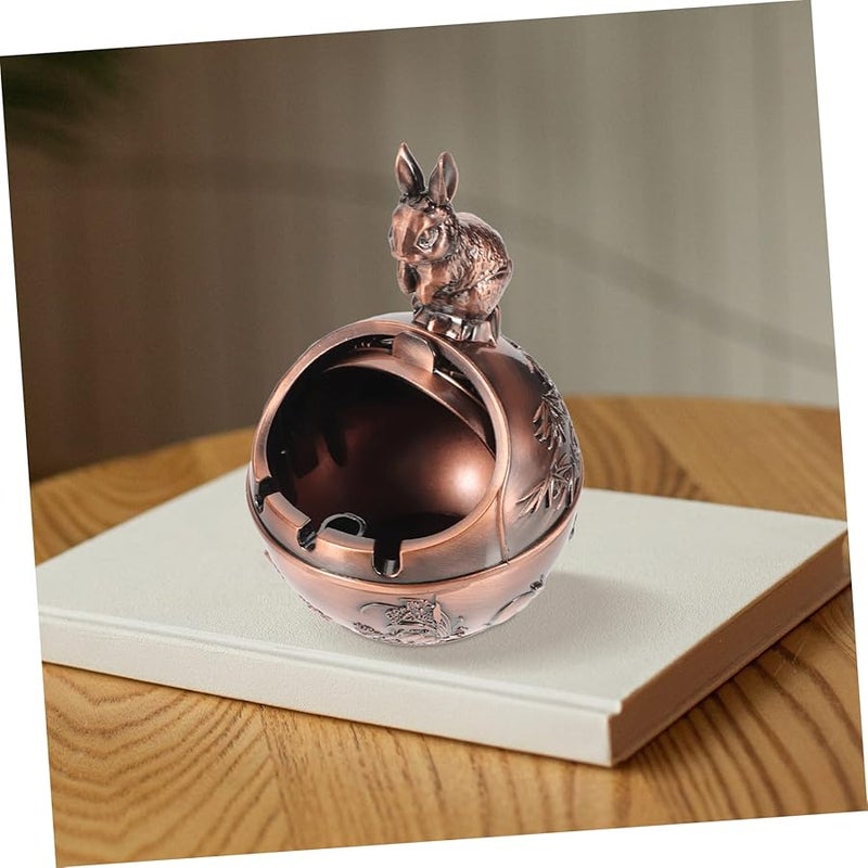 Vintage Rabbit Covered Ashtray with Lid Portable Indoor Outdoor Home Office Decor - Image 3